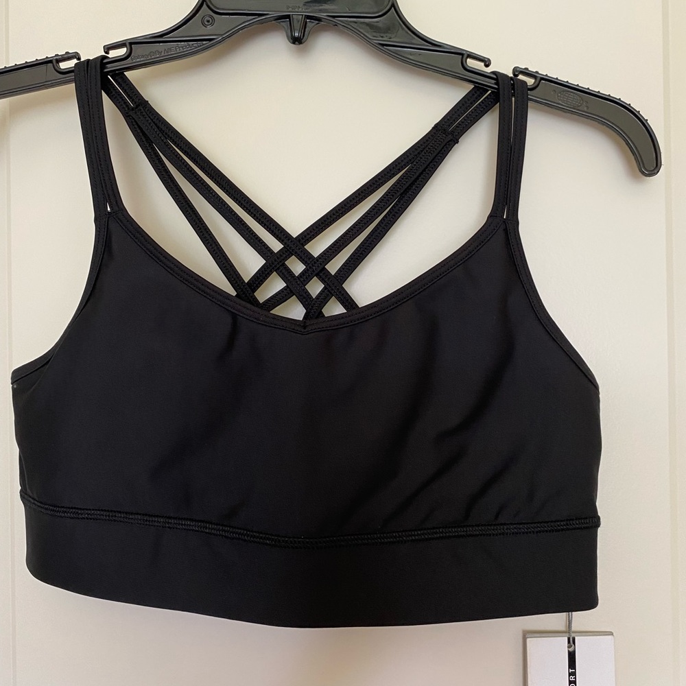 DKNY Womens Bra Laser Cut Sports Yoga Black Size L